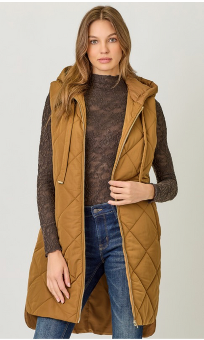 Quilted Long Hoodie Vest